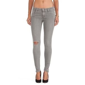 Mother Denim Jeans The Looker Blow Out Graphite Skinny Distressed Gray Size 26